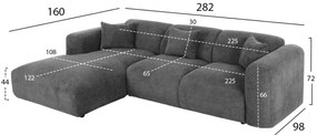 ΚΑΝΑΠΕΣ ΓΩΝΙΑ (ΑΡΙΣΤΕΡΗ) BRICKEN HM3275.04L ΑΝΘΡΑΚΙ ΥΦΑΣΜΑ 110-282x98-160x72Υεκ.