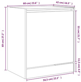 Παπουτσοθήκη Μαύρη 60x42x69 εκ. από Επεξεργασμένο Ξύλο - Μαύρο