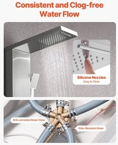 VEVOR Shower Panel Tower System Stainless Steel Column Rainfall Head Massage Jet