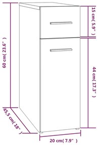 Συρταριέρα Γενικής Χρήσης Καπν. Δρυς 20x45,5x60 εκ. Επεξ. Ξύλο - Καφέ