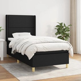 Κρεβάτι Boxspring με Στρώμα Μαύρο 90x190 εκ.Υφασμάτινο