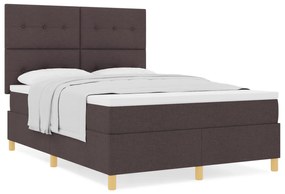 vidaXL Κρεβάτι με Στρώμα Σκούρο Καφέ 140x200 εκ Ύφασμα