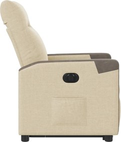 vidaXL Πολυθρόνα Ηλεκ. Ανακλινόμενη με Ανύψωση Κρεμ Υφασμάτινη