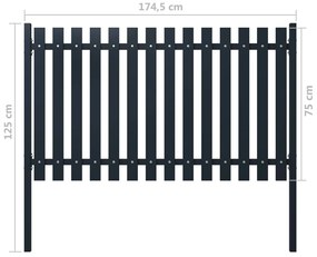 vidaXL Πάνελ Περίφραξης Ανθρακί 174,5x75 εκ. Ατσάλι με Βαφή Πούδρας