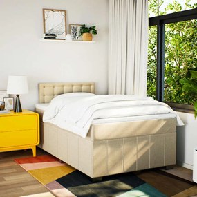 VidaXL Κρεβάτι Boxspring με Στρώμα Κρεμ 120x190 εκ. Υφασμάτινο