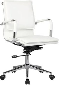 BF3601 Πολυθρόνα Γραφείου Μέταλλο Βάση Χρώμιο - PU Άσπρο   1τμχ
