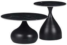 Intrahome Βοηθητικά τραπέζια Kirkene intrahome sintered stone σε απόχρωση μαύρο μαρμάρου με μαύρο μέταλλο 2τεμ | SKU: INTRAPA-130111429