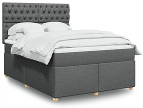 vidaXL Κρεβάτι Boxspring με Στρώμα Σκούρο Γκρι 160x200 εκ Υφασμάτινο