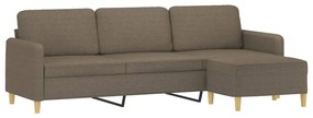 vidaXL Καναπές Τριθέσιος Taupe 180 εκ. Υφασμάτινος με Υποπόδιο