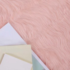 vidaXL Χαλί από τεχνητό πρόβειο δέρμα TAFALLA Ροζ 120 x 120 cm