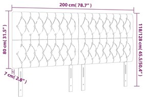 vidaXL Κεφαλάρι Κρεβατιού LED Σκούρο Καφέ 200x7x118/128εκ. Υφασμάτινο