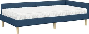 vidaXL Κρεβάτι γωνίας με στρώμα με στρώμα 2 pcs Μπλε ύφασμα