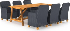 vidaXL Σετ Τραπεζαρίας Κήπου 7 Τεμαχίων Σκούρο Γκρι