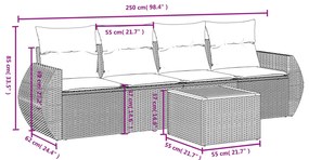 vidaXL Σετ Καναπέ Κήπου 5 Τεμαχίων Μαύρο Συνθετικό Ρατάν με Μαξιλάρια