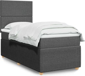vidaXL Κρεβάτι Boxspring με Στρώμα Σκούρο Γκρι 90x190 εκ. Υφασμάτινο
