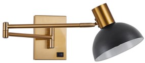 SE21-GM-52-MS3 ADEPT WALL LAMP Gold Matt Wall lamp with Switcher and Black Metal Shade+