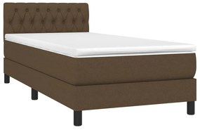 ΚΡΕΒΑΤΙ BOXSPRING ΜΕ ΣΤΡΩΜΑ &amp; LED ΣΚ.ΚΑΦΕ 90X190 ΕΚ. ΥΦΑΣΜΑΤΙΝΟ 3133360