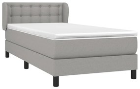 vidaXL Κρεβάτι Boxspring με Στρώμα Ανοιχτό Γκρι 90x190 εκ. Υφασμάτινο