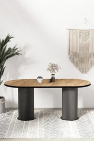 Stewehome Οβάλ Τραπέζι Φαγητού Κουζίνας Μοντέρνος Σχεδιασμός Δρυς 80x140 cm