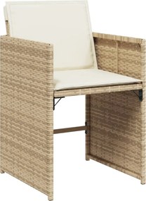 vidaXL Σετ Τραπεζαρίας Κήπου 13 τεμ. Μπεζ Συνθ. Ρατάν με Μαξιλάρια