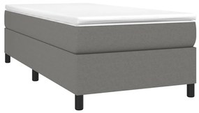 vidaXL Κρεβάτι Boxspring με Στρώμα Σκούρο Γκρι 90x200 εκ. Υφασμάτινο