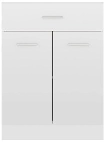 Ντουλάπι με Συρτάρι Γυαλιστερό Λευκό 60x46x81,5 εκ. Επεξ. Ξύλο - Λευκό