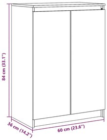 Ντουλάπι Λευκό 60 x 36 x 84 εκ. από Μασίφ Ξύλο Πεύκου - Λευκό