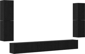 vidaXL Μονάδες TV Επιτοίχιο 4 pcs Μαύρη Οξυά Επεξεργασμένο ξύλο