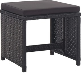 vidaXL Σετ Τραπεζαρίας Εξ. Χώρου 15 τεμ. Μαύρο Συνθ. Ρατάν + Μαξιλάρια