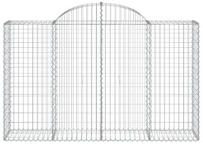 Συρματοκιβώτια Τοξωτά 8 τεμ. 200x50x120/140 εκ. Γαλβαν. Ατσάλι - Ασήμι