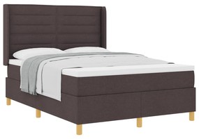 vidaXL κρεβάτι Box Spring με στρώμα  Σκούρο καφέ 140x190 εκ. Υφασμάτινο