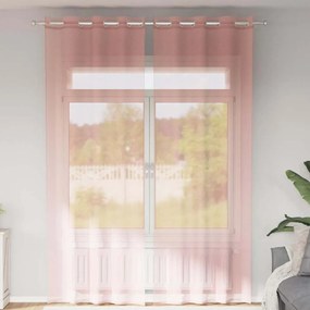 vidaXL Κουρτίνες Voile με ροδέλες 2 τεμάχια Ροζ 140x260 εκ.
