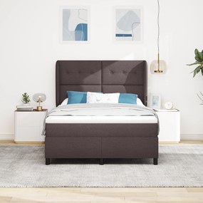 vidaXL Κρεβάτι Box Spring με Στρώμα - Σκούρο Καφέ, 160x200 εκ Υφάσματος