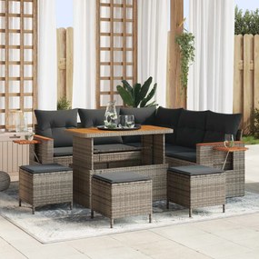 vidaXL Σετ Καναπέ Κήπου 9 pcs Γκρι συνθετικό ρατάν