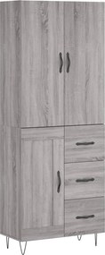 vidaXL Ντουλάπι Γκρι Sonoma 69,5 x 34 x 180 εκ. Επεξεργασμένο Ξύλο
