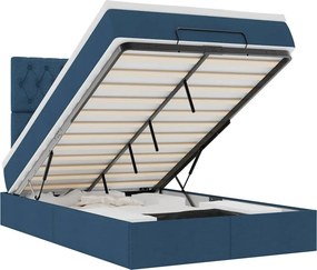 vidaXL Οθωμανικό κρεβάτι με στρώμα μπλε 120x190 cm ύφασμα