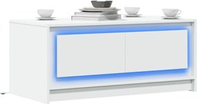 vidaXL Τραπεζάκι Σαλονιού με LED Φώτα Λευκό από Επεξ. Ξύλο