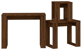 vidaXL Τραπεζάκια Ζιγκόν 3 τεμ. Καφέ Δρυς από Επεξεργασμένο Ξύλο