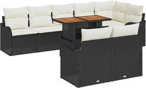 vidaXL Σετ Καναπέ Κήπου με μαξιλάρι 9 pcs Μαύρο και κρεμ