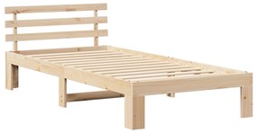 vidaXL Κρεβάτι Ξύλου Πεύκου Φυσικό Ξύλο 75 x 190 cm Κρεβάτι Ορθογώνιο
