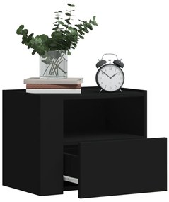 vidaXL Κομοδίνο Επιτοίχιο Μαύρο 45x30x35 εκ.
