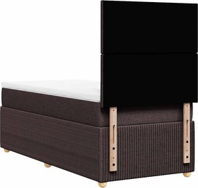 vidaXL Κρεβάτι Boxspring με Στρώμα Σκούρο Καφέ 90x200 εκ. Υφασμάτινο