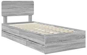 vidaXL Σκελετός Κρεβατιού Γκρίζο Σονομα 90 x 200 cm Μηχανήματος Ξύλο