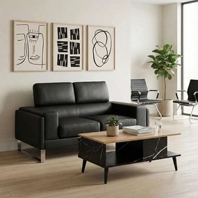 Καναπές Shea 2θέσιος pu μαύρο-inox 158x80x87εκ 158x80x87 εκ.