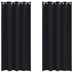vidaXL Κουρτίνες με κουρτίνες 2 pcs Μαύρο 245x140εκ. Πολυεστέρας