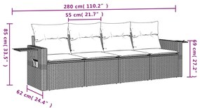 vidaXL Σετ Καναπέ Κήπου 4 τεμ. Μπεζ Συνθετικό Ρατάν με Μαξιλάρια