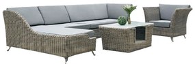 Large Corner Αλουμινίου 312Εκ Με Μαξιλ Καφέ Αλουμίνιο/Wicker 160x312x72/91x84x72/106x64x46cm