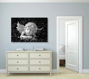 Εικόνα ενός ξαπλωμένου αγγέλου σε ασπρόμαυρο