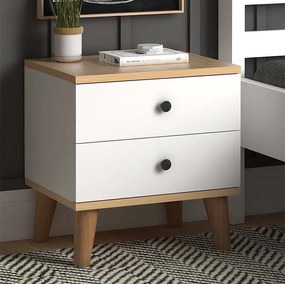 Κομοδίνο Luce Megapap χρώμα λευκό - oak 45x35x47εκ.