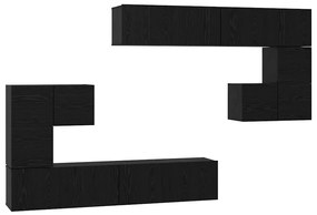 vidaXL Σετ επίπλου τηλεόρασης Επιτοίχιο 8 pcs Μαύρη δρυς